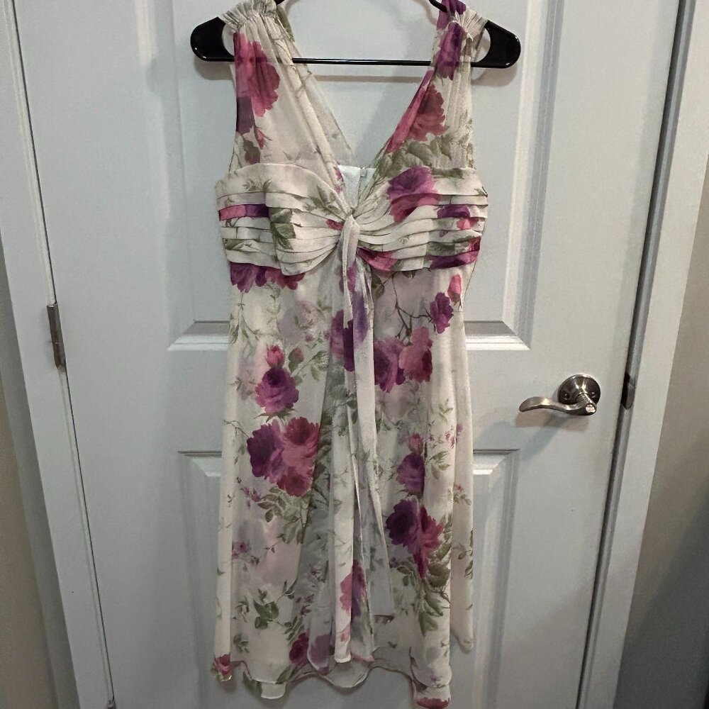 R & M Richards Floral Flowy Spring Rouched Mini Dress Women's Size 12